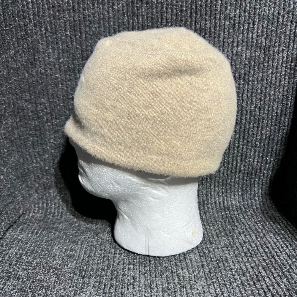 Vintage Polo Ralph Lauren Beanie Unisex OS Tan Lambswool Big Pony Fleece Lined - Picture 4 of 9